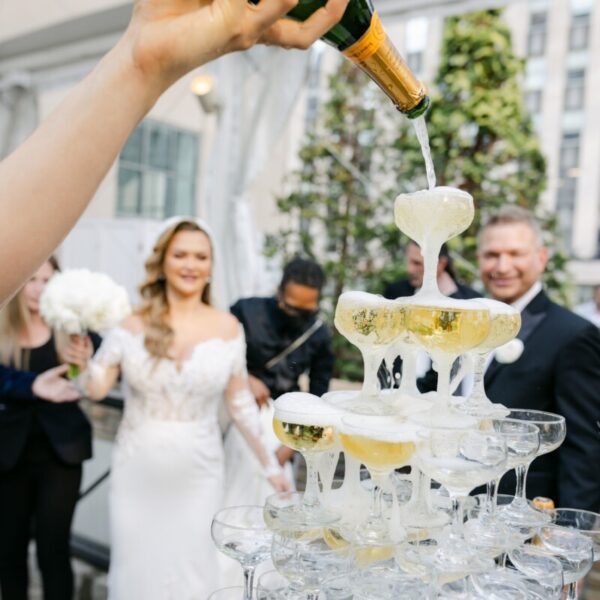 620 loft and garden wedding, champagne tower