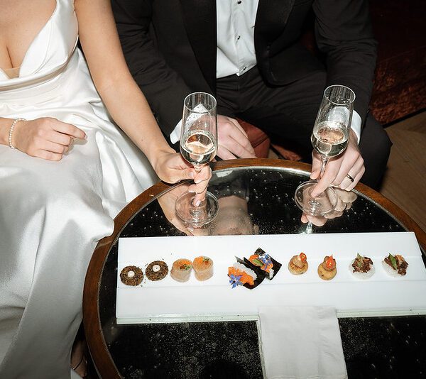 wedding hors d'oeuvres, wedding food, bride and groom, wedding